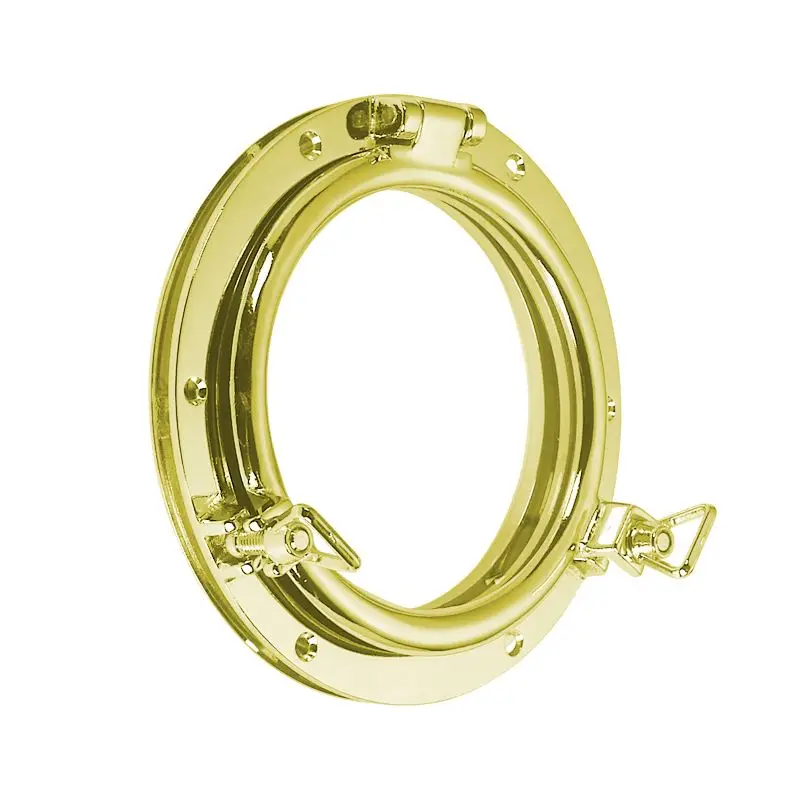Oblò in Ottone Giallo Lucido Ø 175 mm - Spessore 12 mm - Foresti e Suardi - Opzione con Cristallo per Arredamento Disponibile Pagamento Sicuro
