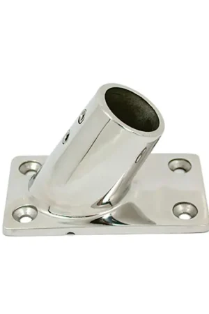 Subito Disponibile Base Rettangolare Inox 60° Ø 22 mm - Raccordi Microfusi AISI 316 Lucidati a Specchio per Nautica