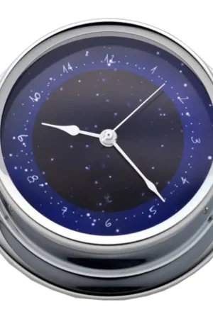 Orologio Nautico Ø 100 mm in Ottone Cromato con Quadrante Blu - Elegante Strumento di Bordo Barigo Non Perdere