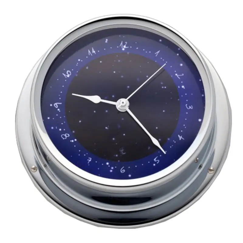 Orologio Nautico Ø 100 mm in Ottone Cromato con Quadrante Blu - Elegante Strumento di Bordo Barigo Non Perdere