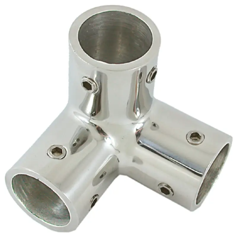 Angolare Inox 3 Vie 90° Ø 22 mm - Raccordo Microfuso in Acciaio Inox AISI 316 Lucidato a Specchio per Nautica Prezzo Ridotto