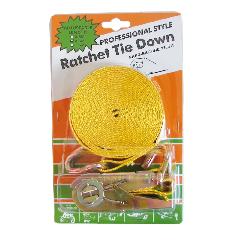 Cinghia a Cricchetto in Poliestere 454x2.5 cm - Fissaggio Sicuro con Ganci in Acciaio Zincato, Carico di Rottura 750 kg Offerta Lampo