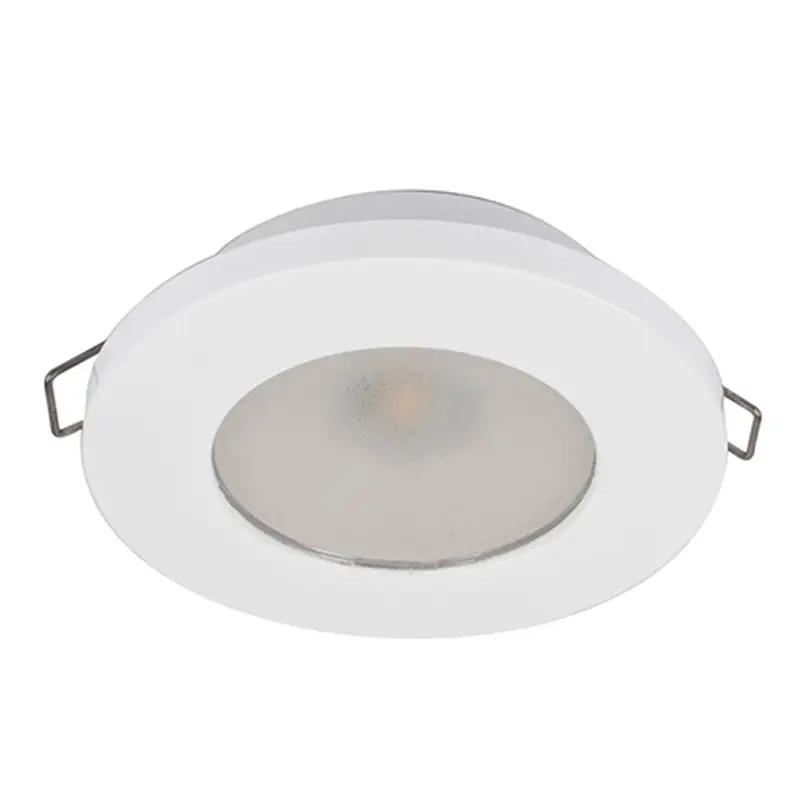 Affare Faretto ad Incasso Ted N - Faretto Stagno IP40 con 2 LED Alta Luminosità e Cornice Bianca RAL 9010 per Nautica - 100 Lumen Luce Bianca Calda con Fissaggio a Molle