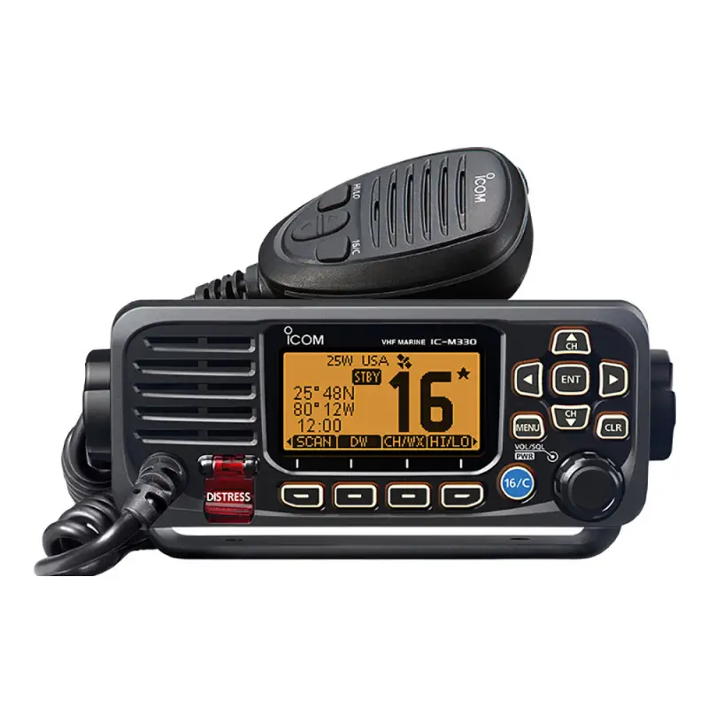 Bestseller VHF IC-M330GE Nero con GPS - Radio Nautica IPX7 con Funzione DSC e Audio Chiaro, Facile Installazione e Monitoraggio Canale 16