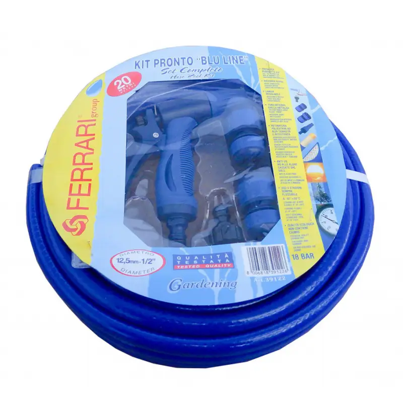 Tubo Lavaggio Retinato Ø 14 mm, Lunghezza 20 mt - Kit Completo con Raccordi e Pistola a Getto Regolabile Miglior Prezzo