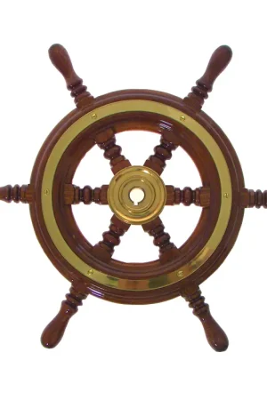 Nuovo Arrivo Ruota Timone Tradizionale in Mogano Marino Ø 520 mm con Ottone - Qualità e Eleganza per la Nautica