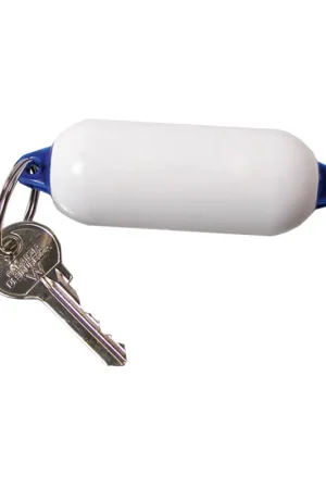 Portachiave cilindrico in PVC morbido - Confezione da 10 pz - Portachiavi parabordo bianchi e blu Affare