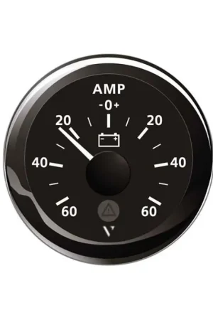 Amperometro VDO Marine 60A Nero - Strumento Stagnato IP67 con LED Rosso, Scala 60/0/60 Amp 12/24V, Completo di Cornice Tonda e Cavo di Collegamento Offerta