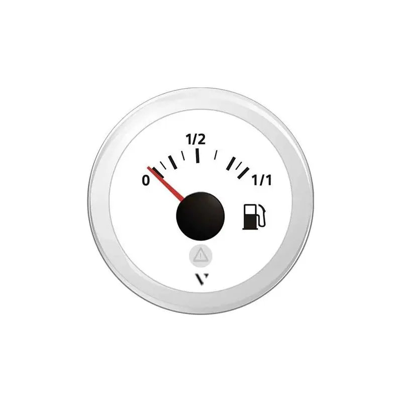 Indicatore Carburante Bianco 12/24V con Scala 0-1/1 e Sensori a Leva - VDO Marine, Strumenti Stagni IP67 con Spia Rossa e LED Integrato Professionale