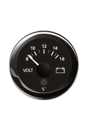Direttamente Dal Produttore Voltmetro VDO Marine 8-16V 12V Nero con Cornice Tonda e Cavo di Collegamento - Strumento Stagno IP67 con LED di Illuminazione Rossa