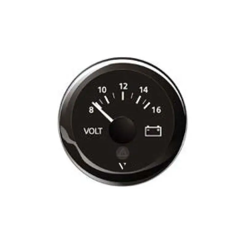 Direttamente Dal Produttore Voltmetro VDO Marine 8-16V 12V Nero con Cornice Tonda e Cavo di Collegamento - Strumento Stagno IP67 con LED di Illuminazione Rossa