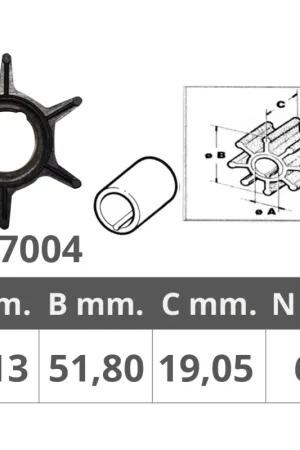 Compra Adesso Girante per Motori Mariner/Mercury/Suzuki - Ø 19 mm Interno, Ø 51,8 mm Esterno, Spessore 19,05 mm, 6 Pale - Ricambio Nautico di Alta Qualità