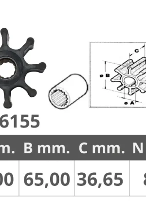 Bestseller Girante Jabsco 11979-0001 - Girante per Pompe Nautiche 8 Pale, Ø 16mm Interno, Ø 65mm Esterno, Spessore 36,5mm