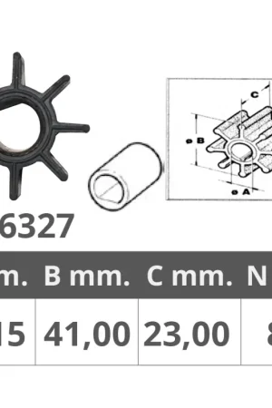 Girante Honda 4T per Motori da 5 a 10 HP - 8 Pale, Dimensioni Ø 14,2 mm Interno e Ø 41 mm Esterno - Alta Qualità per Nautica e Vela Affare
