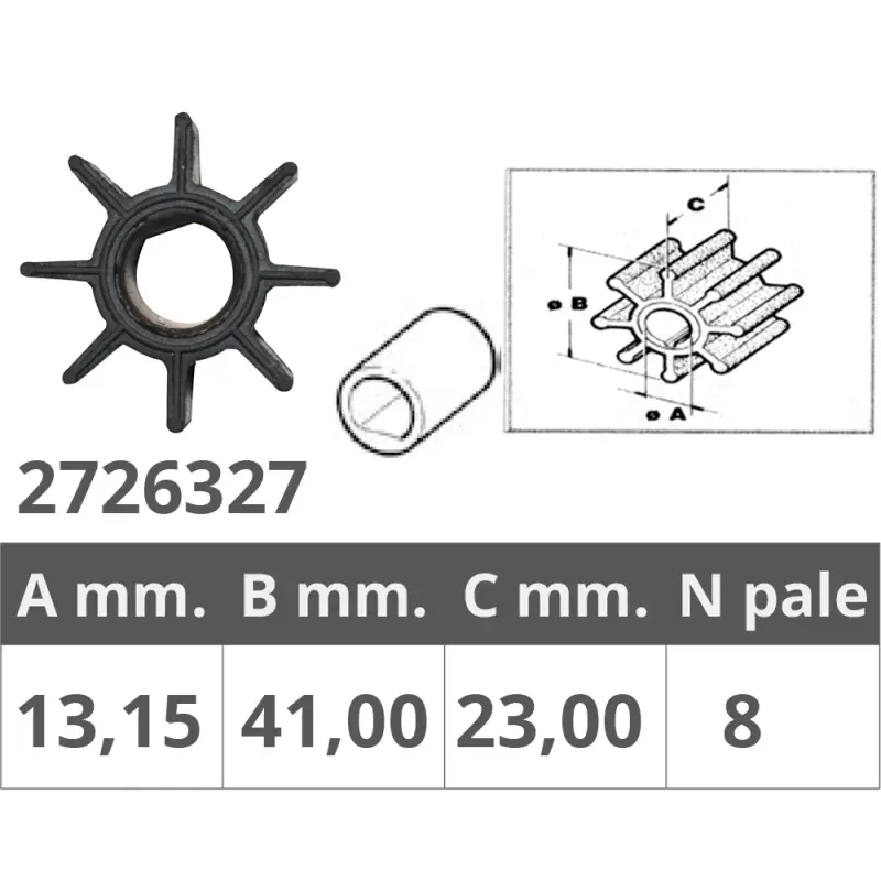 Girante Honda 4T per Motori da 5 a 10 HP - 8 Pale, Dimensioni Ø 14,2 mm Interno e Ø 41 mm Esterno - Alta Qualità per Nautica e Vela Affare