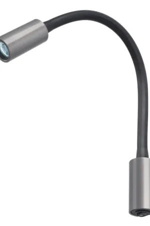 Occasione Luce di Lettura Flessibile Audrey - Stagna IP 40, LED bianco naturale, Alluminio Grigio e Plastica Cromata, Interruttore alla Base, 75 Lumen