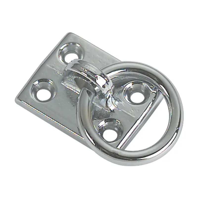 Compra Adesso Piastra in Ottone Cromato con Anello - Fissaggio Facile e Resistente per Nautica e Vela - Dimensioni 40x30mm