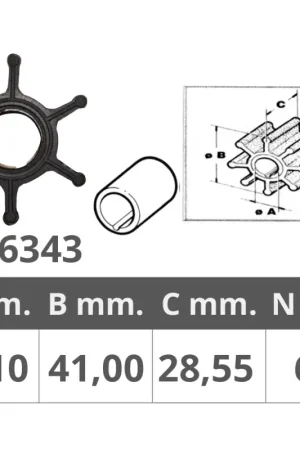 Direttamente Dal Produttore Girante Honda 4T per Motori Navali 8-9-15HP - Ø Interno 14,1mm | Ø Esterno 41mm | Spessore 27,55mm | 6 Pale