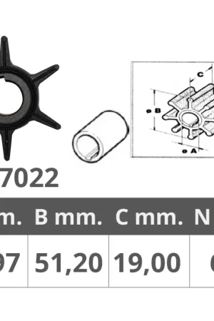 Acquista Ora Girante Yamaha 2T 20-25 HP - 6 Pale, Dimensioni Ø Interno 14,1 mm, Ø Esterno 51 mm, Spessore 19 mm - Ricambio Nautico di Alta Qualità