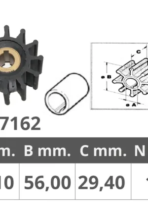 Girante Ancor per PM16 - Dimensioni Ø interno 12,1 mm, Ø esterno 56 mm, spessore 29,4 mm, 12 pale - Forniture Nautiche di Alta Qualità Offerta Lampo