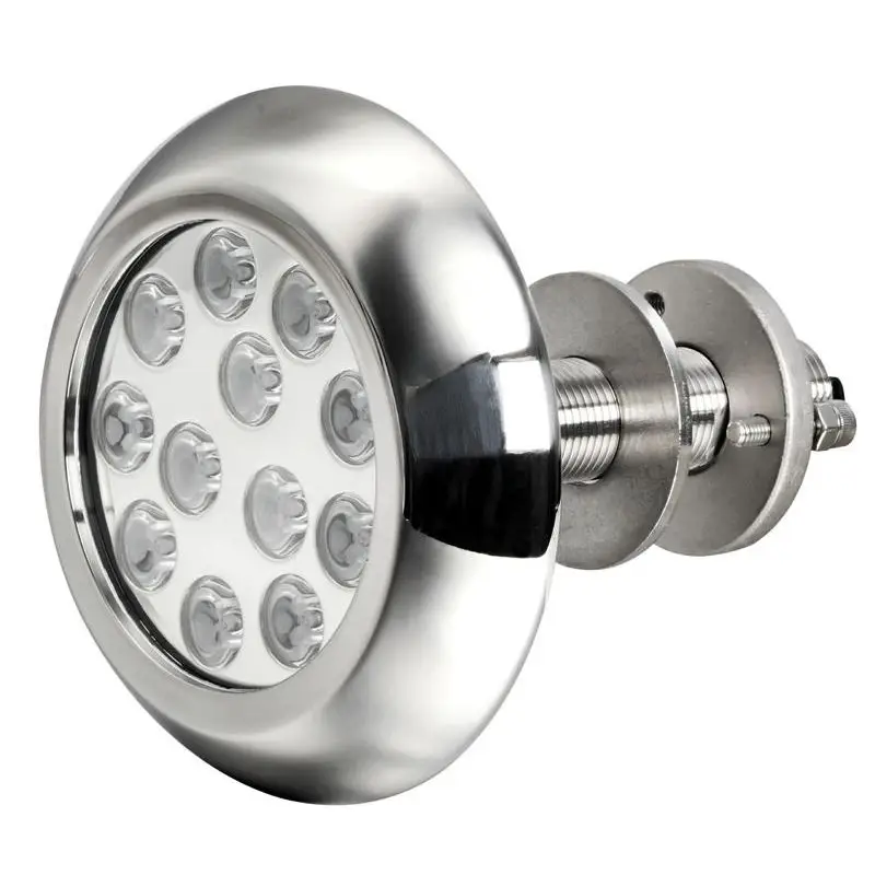Faro Subacqueo 12 LED Bianchi in Acciaio Inox AISI 316 con Sistema Parabolico per Alta Luminosità - Ideale per Immersioni Nautiche Quantità Limitata