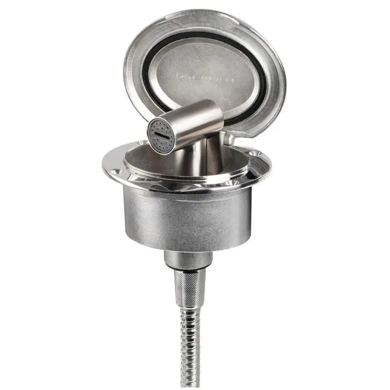 Box Elissa in Acciaio Inox con Doccia Tiger e Tubo Inox 2,5 m - Vano Doccia AISI 316 Con Sportello Autoreggente e Boccola Antivibrante Scelto Dai Clienti