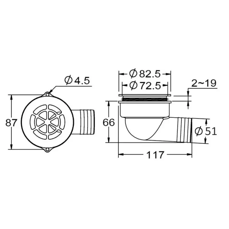 Bestseller Scarico a pozzetto con flap antireflusso Ø 2" in acciaio inox 316 con corpo in fibra acetilica rinforzata