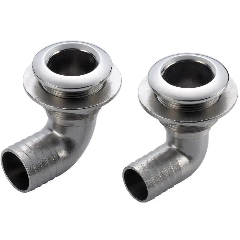 Prezzo Scontato Scarico a mare a gomito 1 1/2 x 51 mm con anello di collegamento di massa e finitura lucidati a specchio per applicazioni nautiche