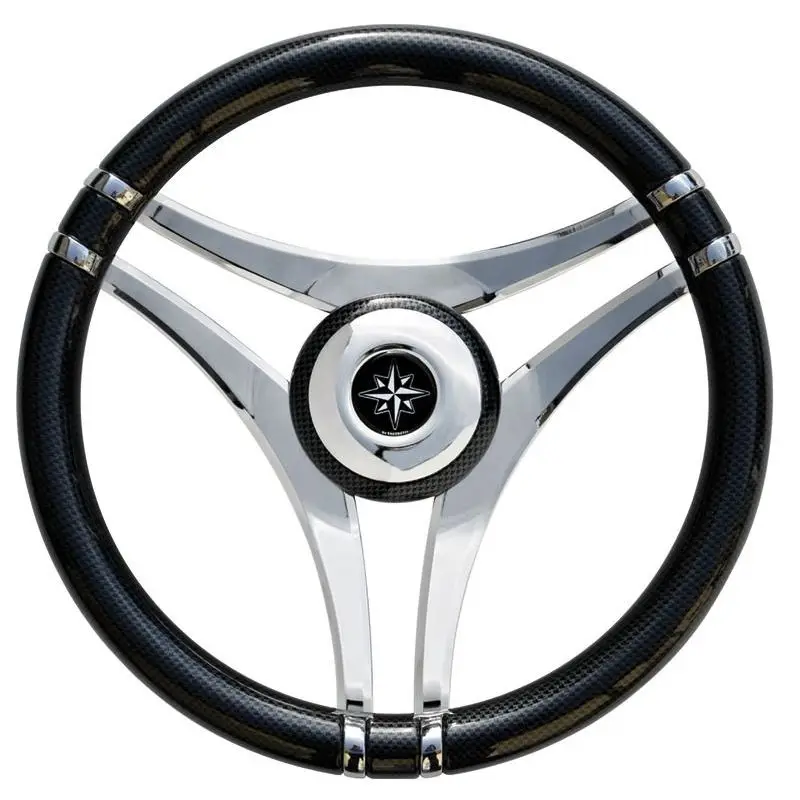 Offerta Del Giorno Volante IMPACT carbon look Ø 350 mm con razze in acciaio - Compatibile con coni universali Ultraflex, Morse e Teleflex
