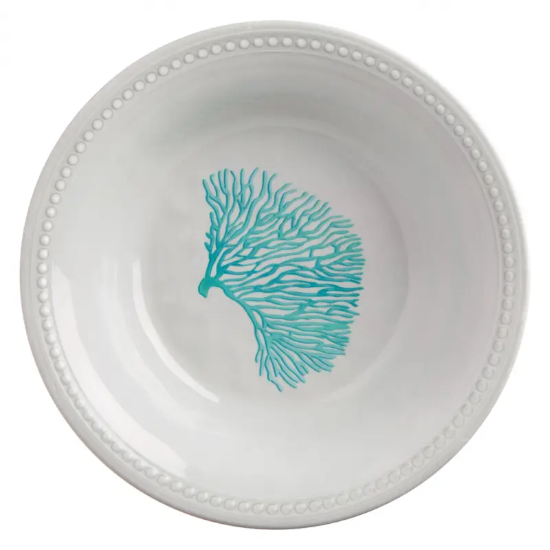 Scelto Dai Clienti Set di 6 Piatti Fondi Serie Harmony - Melamina 100% PBA Free con Decorazioni di Coralli - Lavabili in Lavastoviglie