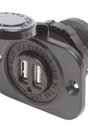 Presa Doppia USB 12V Nera - Porta USB Anticorrosione con Tappo di Protezione - Rif. 1016 Prezzo Di Fabbrica