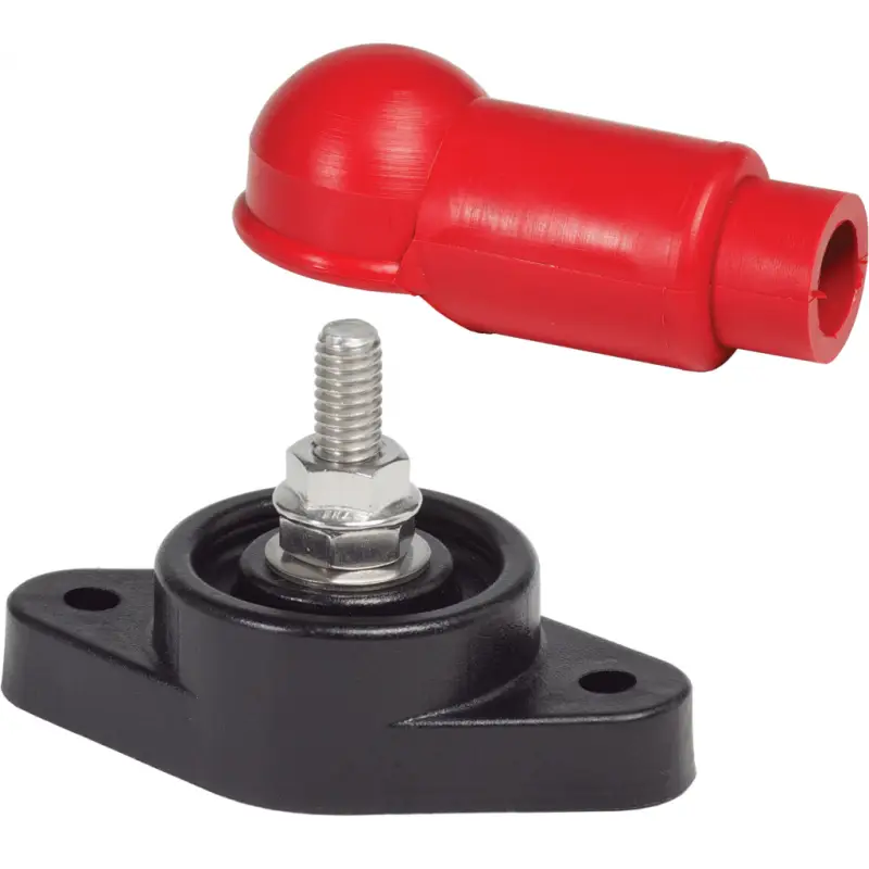 Consegna Rapida Connettore Alto Amperaggio Ø M6 con Perno in Acciaio Inox - Cappuccio di Protezione Rosso - Blue Sea - Rif. originale 2011