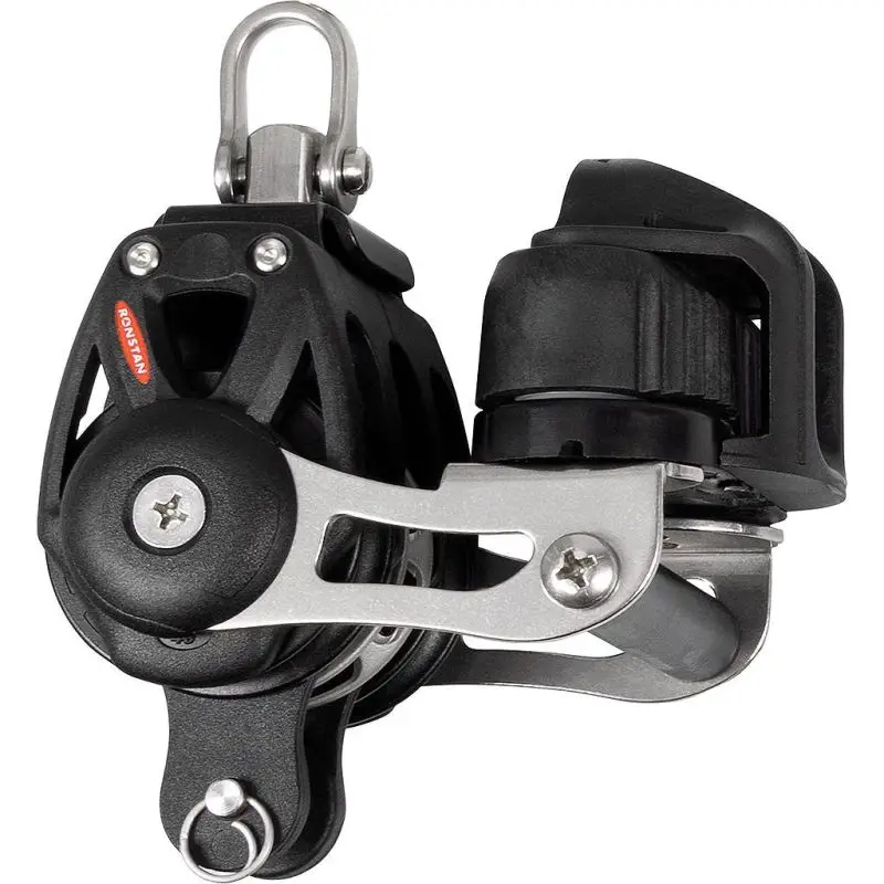Bozzello Triplo Ratchet Ronstan Serie 40 BB Orbit Block™ con Arricavo, Testa Girevole e Strozzascotte Regolabile - 40mm, 600kg MWL, Peso 270gr Subito Disponibile
