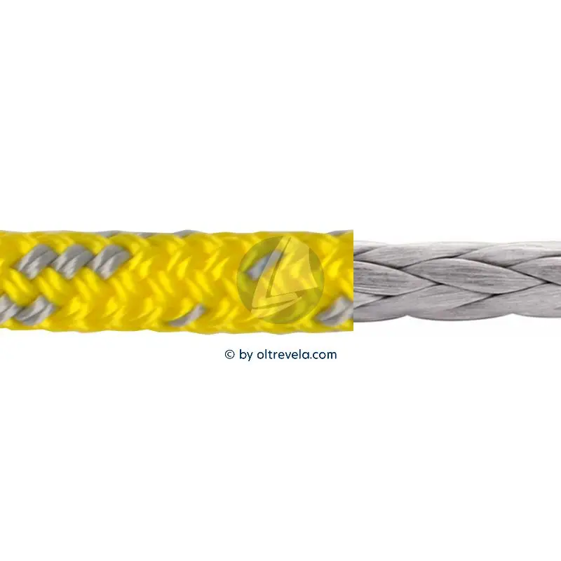 Professionale Bobina 100 metri doppia treccia POLIESTERE16 T90 alta tenacità Ø5mm gialla