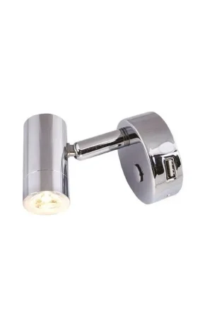 Faretto Testalettto a LED con Presa USB - Illuminazione Nautica IP21, 12V, Dimmer Integrato, Bianco 3200K - Potenza 3W Spedizione Espresso