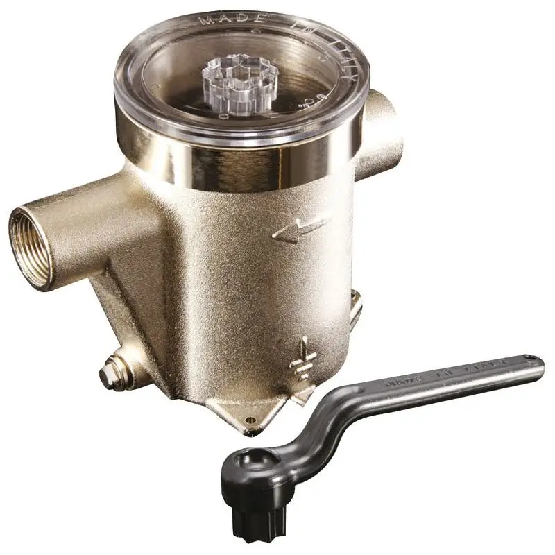Filtro di Depurazione Acqua in Ottone Nichelato 1 1/4 con Rete in Acciaio Inox e Coperchio Trasparente - Osculati Promo Stagionale