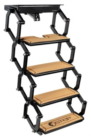 Scaletta elettrica E-STEP con sistema a pantografo, gradini in EVA antiscivolo, alluminio leggero, colori personalizzabili, rapida apertura in 12 secondi, design Made in Italy. Prezzo Ridotto