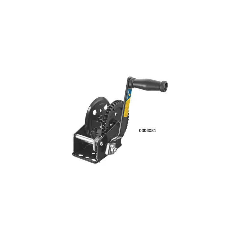 Arganello Manuale a Velocità Singola in Acciaio Verniciato Nero con Freno - Ideale per Alaggio Imbarcazioni e Carrelli Porta Barca Offerta Lampo