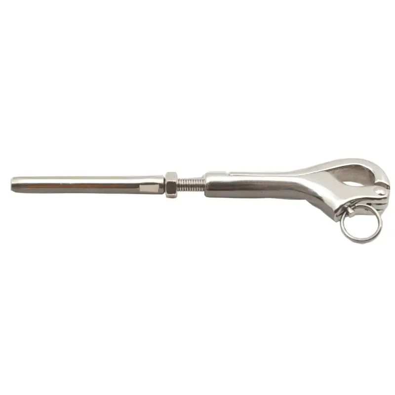 Offerta Lampo Tenditore a Pellicano in Acciaio Inox 316 con Gancio per Battagliola Apribile e Terminale a Pressare per Fune Inox - Accessorio Nautico Essenziale per Imbarcazioni