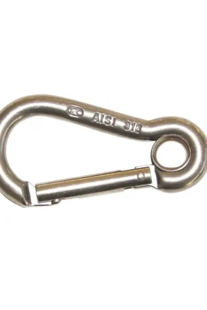 Ordina Subito Moschettone in Acciaio Inox AISI 316 con Occhio - Chiusura Key-Lock - 2400 kg di Carico di Rottura - Ø 13mm, Lunghezza 160mm, Ø Occhio 22mm