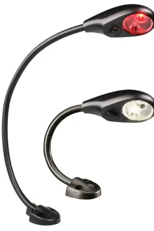 Lampada da carteggio bicolore Hella Marine - LED dimmerabile rossa e bianca, braccio flessibile in acciaio inox 316, plastica resistente agli urti, cavo marino 120mm, assorbimento sotto 2W. Offerta Lampo