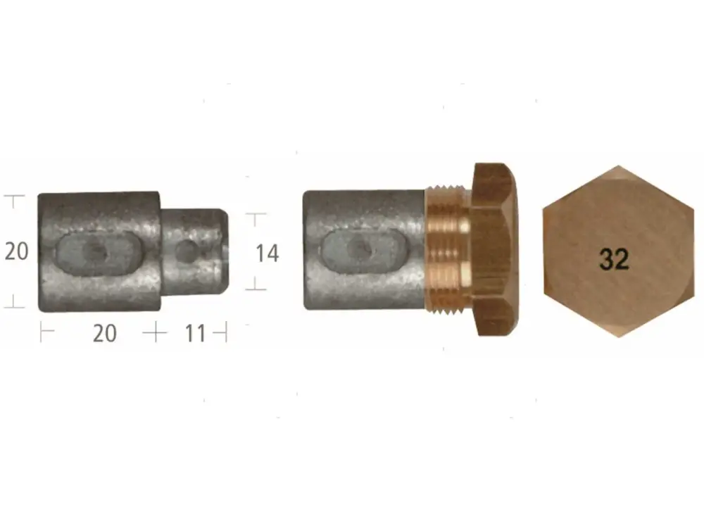Subito Disponibile Anodo barrotto aifo-fiat 20x20mm zn