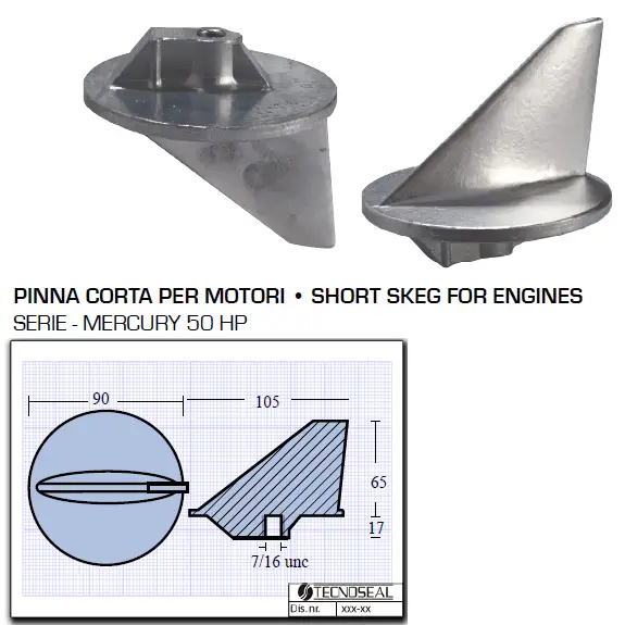 Pinna Corta per Motori Mercury 50 HP Compra Oggi Stesso