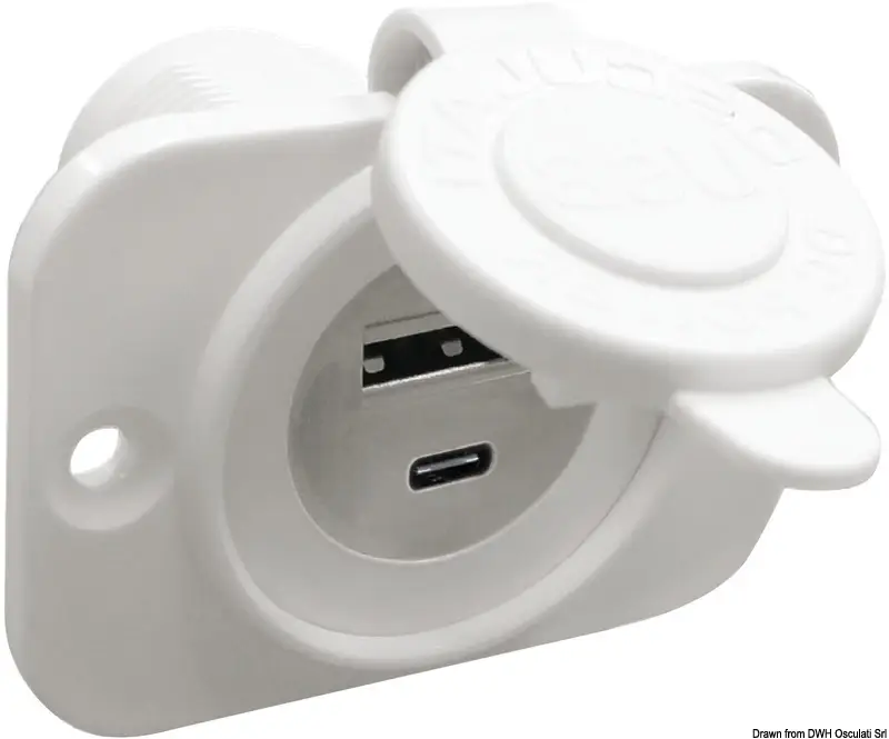 Ultimissimo Modello Presa incasso doppia USB Type-A + Type-C bianca