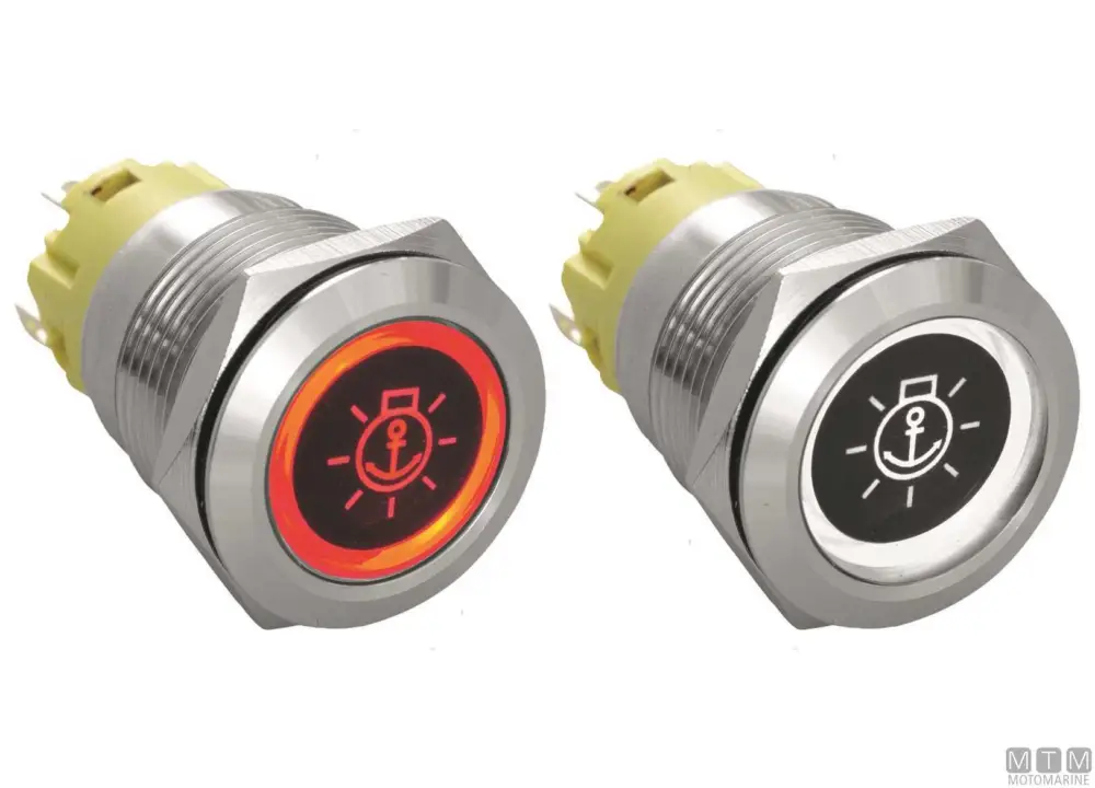 Interruttore push s/s sym 19mm (on)-off Economico
