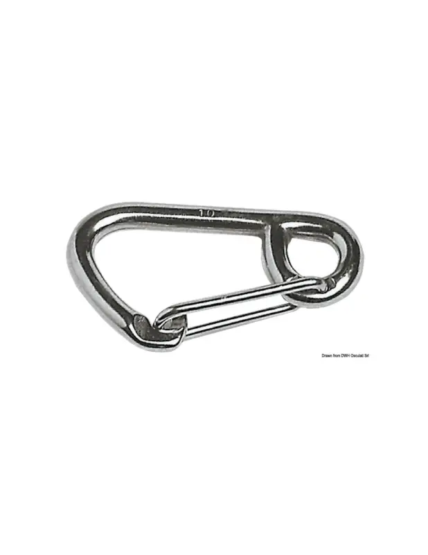 Moschettone acciaio inox AISI 316 lucidato a specchio, grande apertura Subito Disponibile