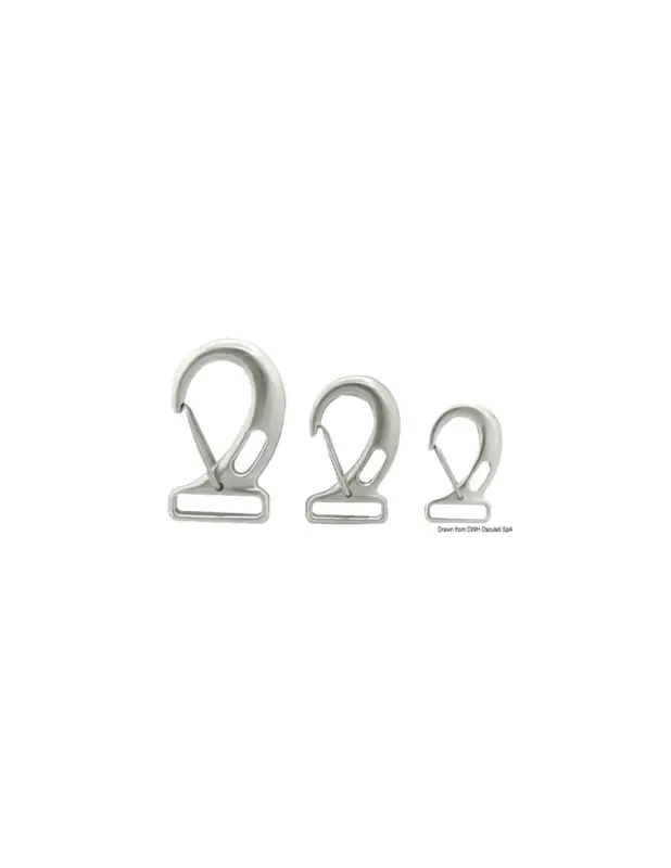 Moschettone acciaio inox AISI 316 con occhio rettangolare per nastro Spedizione Espresso