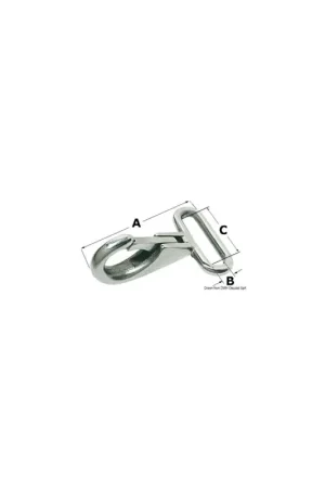 A Buon Prezzo Moschettone inox AISI 316 con occhio piatto per nastro da 25 mm
