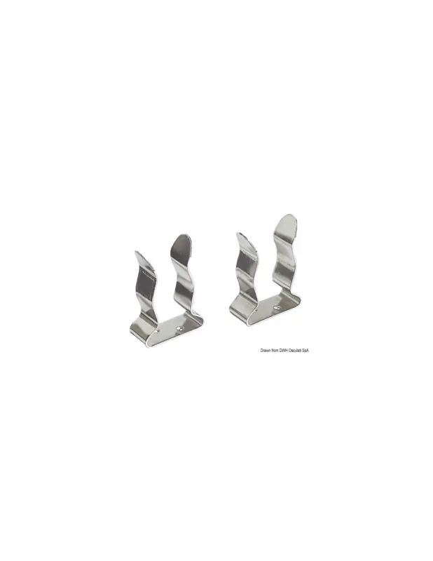 Nuova Collezione Clip inox per ganci d'accosto e canne da pesca, tubi Ø 25/32 mm, coppia