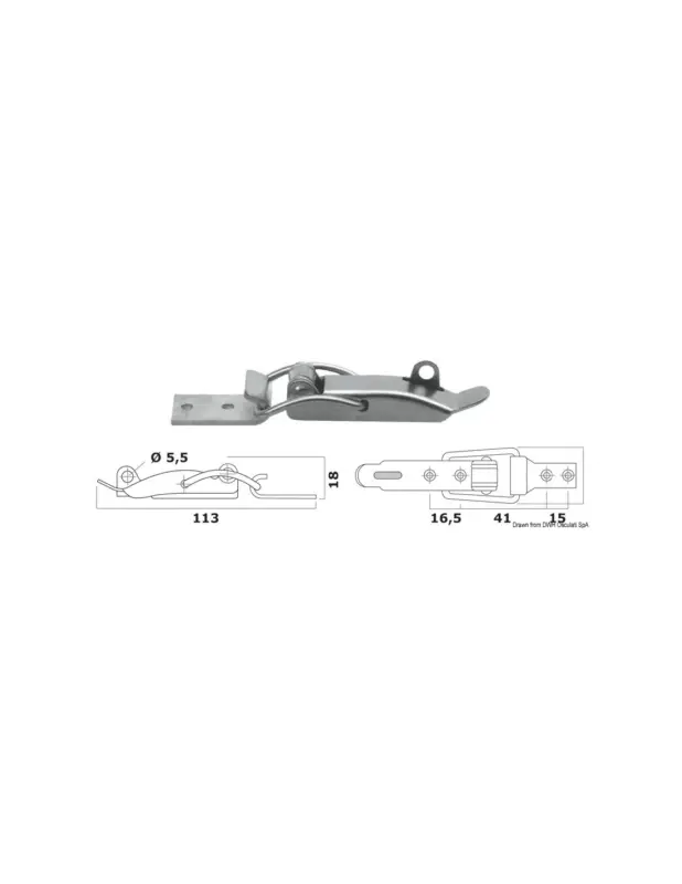 Bestseller Chiusura a leva inox con portalucchetto, trazione max 250 kg